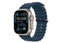 Apple Watch Ultra 2 49mm titanium case with blue ocean band