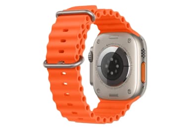 Apple Watch Ultra 2 49mm titanium case with orange ocean band-3