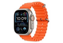 Apple Watch Ultra 2 49mm titanium case with orange ocean band