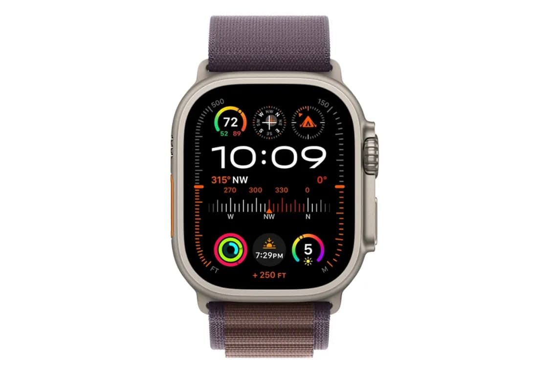Apple Watch Ultra 2 49mm titanium case with indigo alpine loop-1