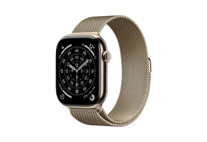 Apple Watch Series 11 46mm Gold Titanium Case with Gold Milanese Loop-1