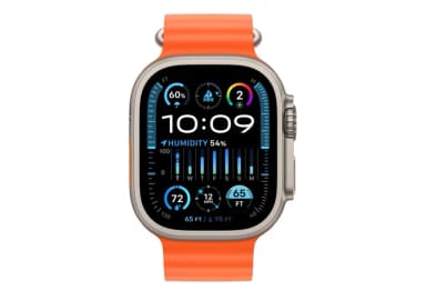 Apple Watch Ultra 2 49mm titanium case with orange ocean band-2