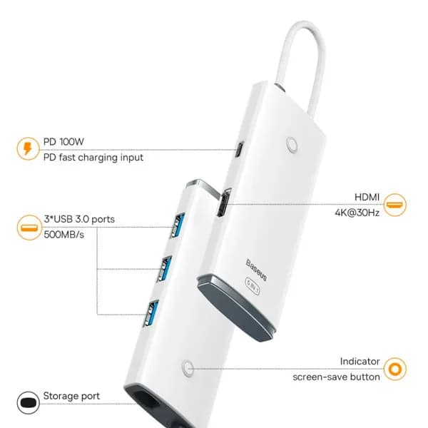 Baseus Lite Series 5-Port Type-C HUB Docking Station-2
