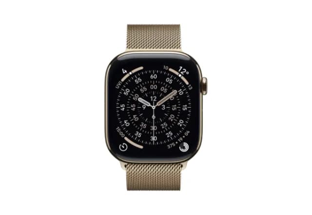 Apple Watch Series 11 46mm Gold Titanium Case with Gold Milanese Loop