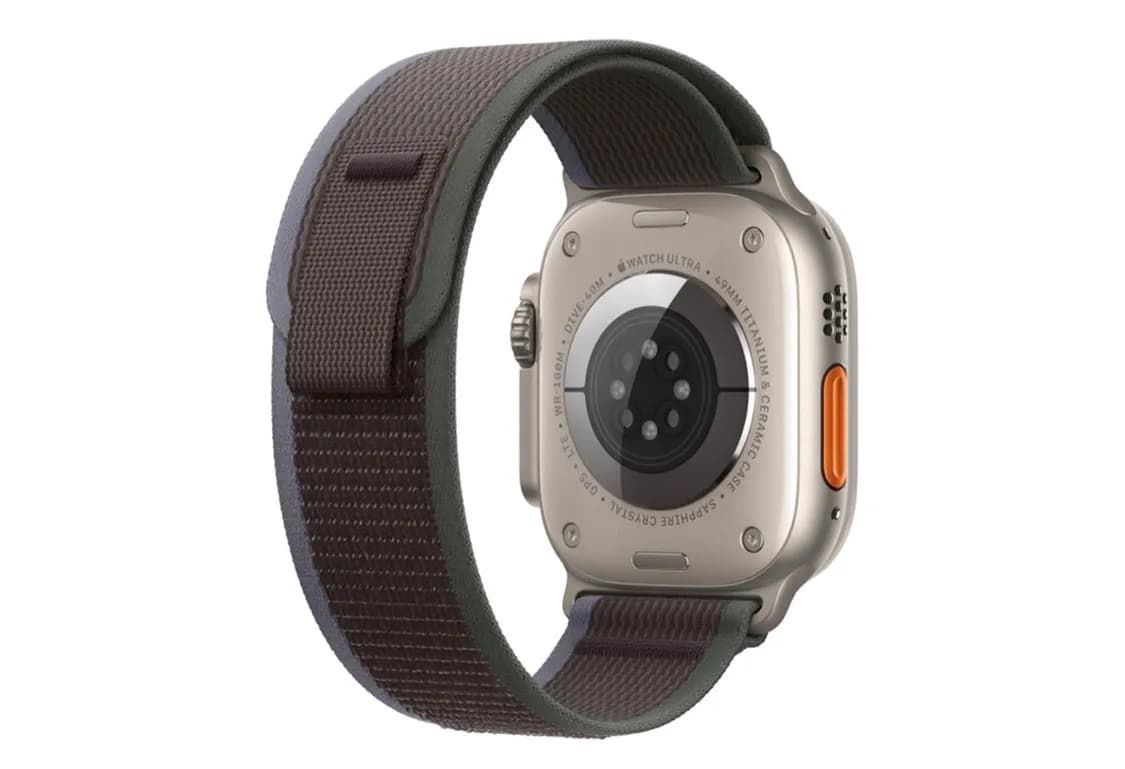 Apple Watch Ultra 2 49mm titanium case with blue/black trail loop-2