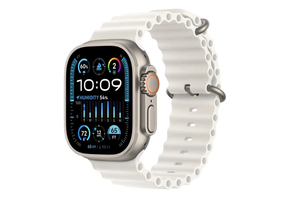 Apple Watch Ultra 2 49mm titanium case with white  ocean band-0