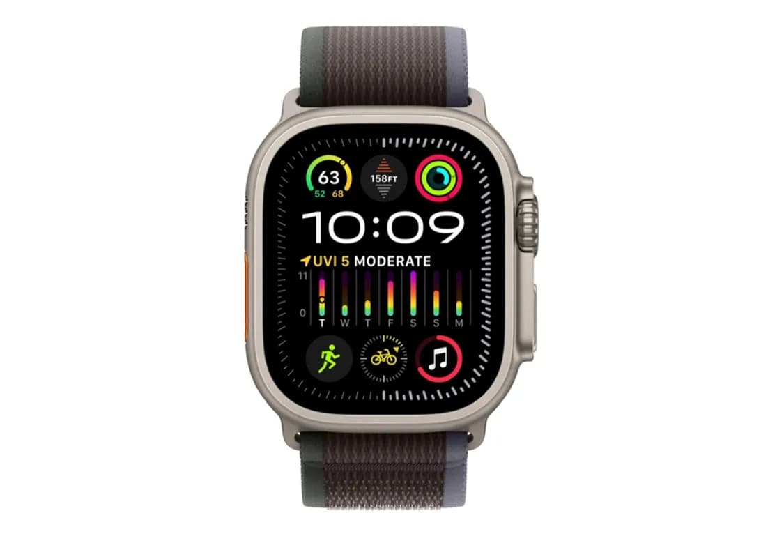Apple Watch Ultra 2 49mm titanium case with blue/black trail loop-1