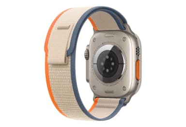 Apple Watch Ultra 2 49mm titanium case with orange/beige trail loop-3